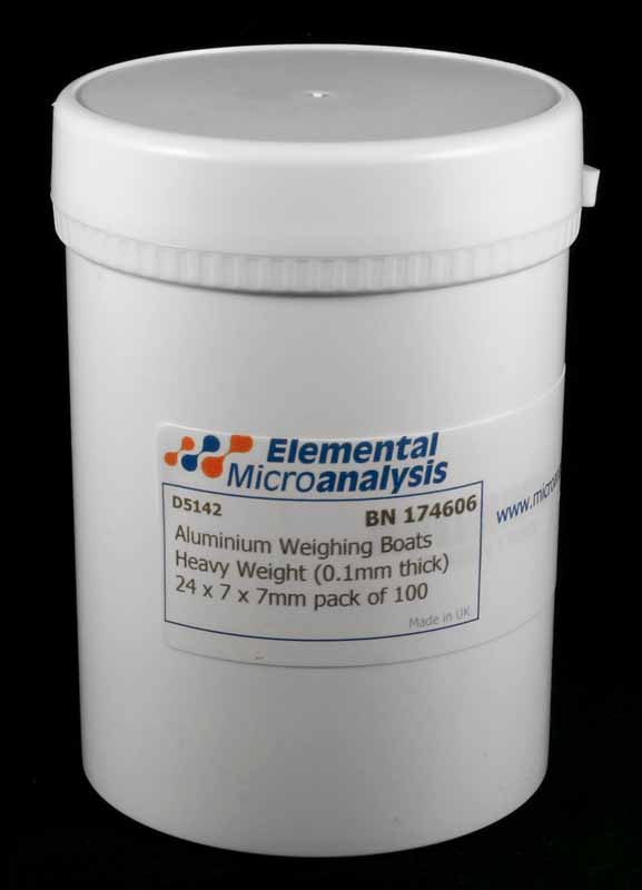 Aluminium Weighing Boats Heavy Weight (0.1mm thick) 24 x 7 x 7mm pack of 100